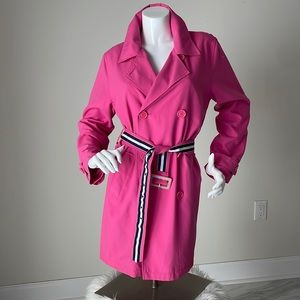 IZOD OUTERWEAR: IZOD Outerwear Lightweight Pink Belted Trench Coat Size M.